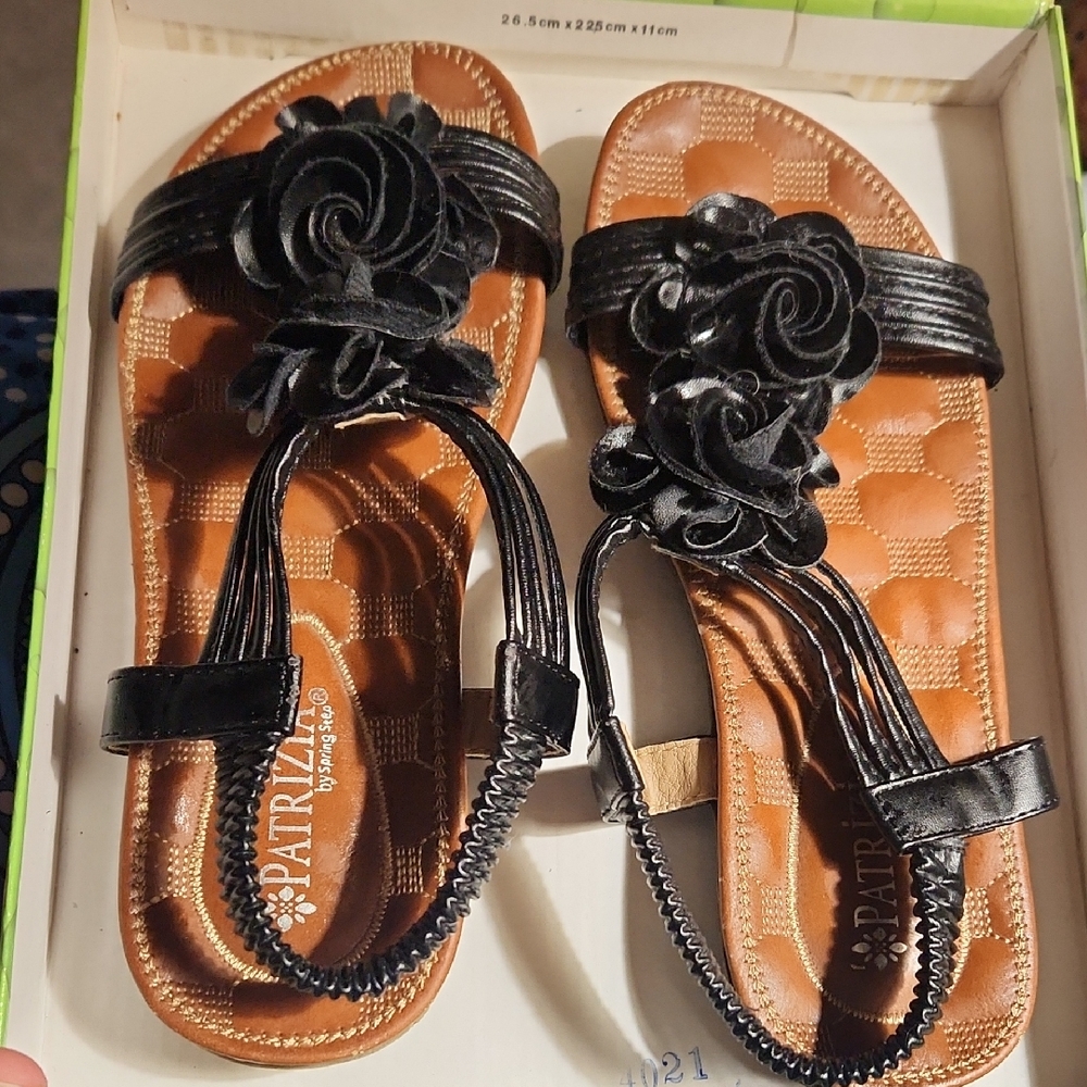 Patrizia Black Floral Sandals 37